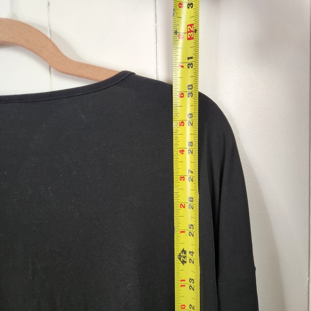 Chico's Black Slinky Knit Top 3/4 Sleeves Stretchy Tunic Office Work Wear Career - Picture 5 of 8